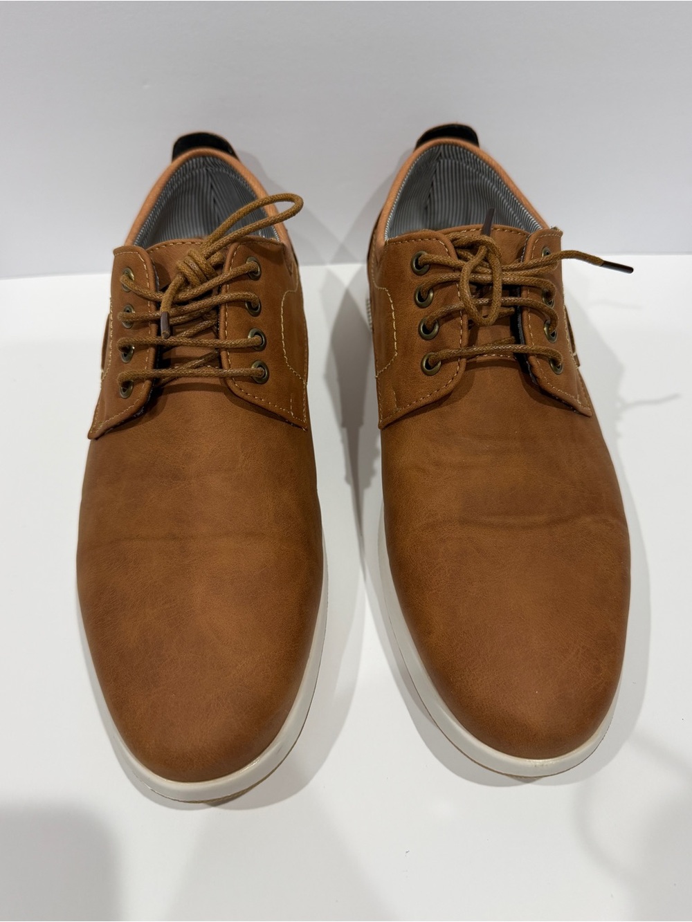 Alberto Fellini PIPER 02 Men's 8 Brown Cognac Lace-Up Faux Leather Sneaker